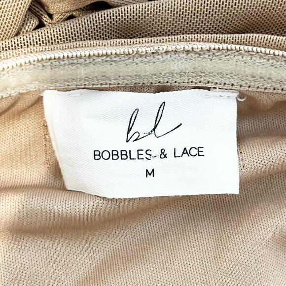 Bobbles & Lace Ruched Sweetheart Neck Strapless Mini Dress Taupe Brown Medium - Picture 4 of 16